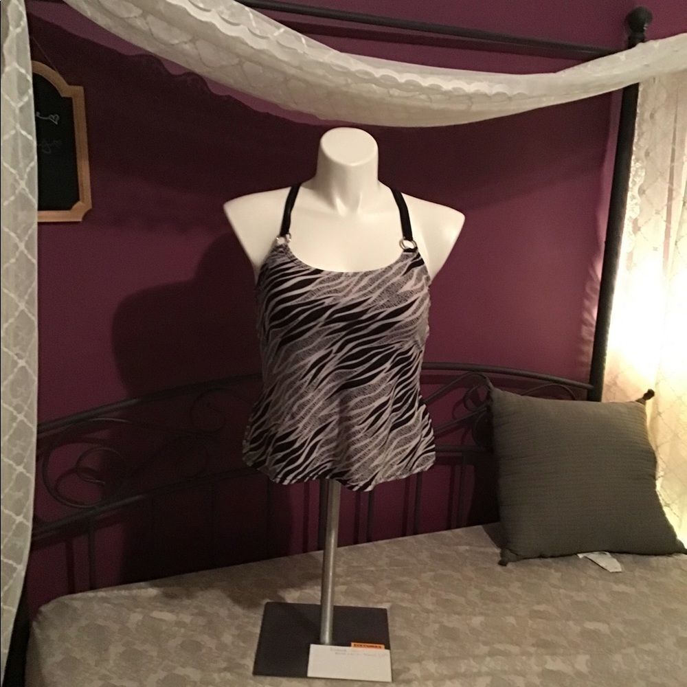 JACALYN Smith Black and White Swimsuit Top Size 10
